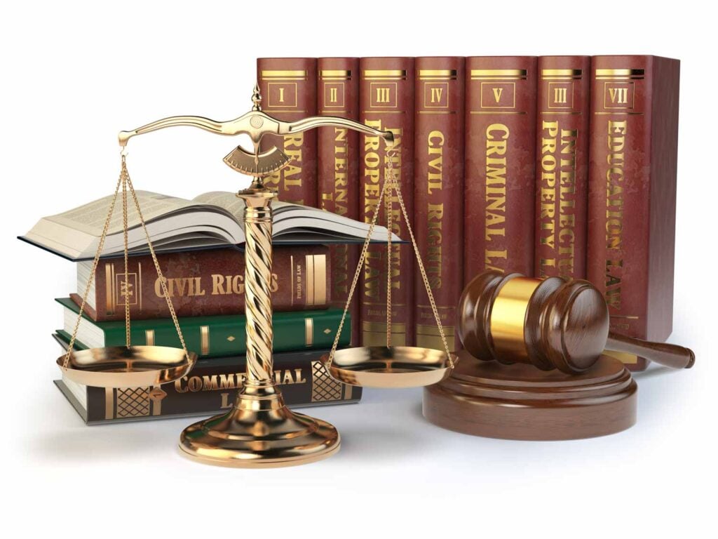 Gold Scales Of Justice Gavel And Books With Diffe 250